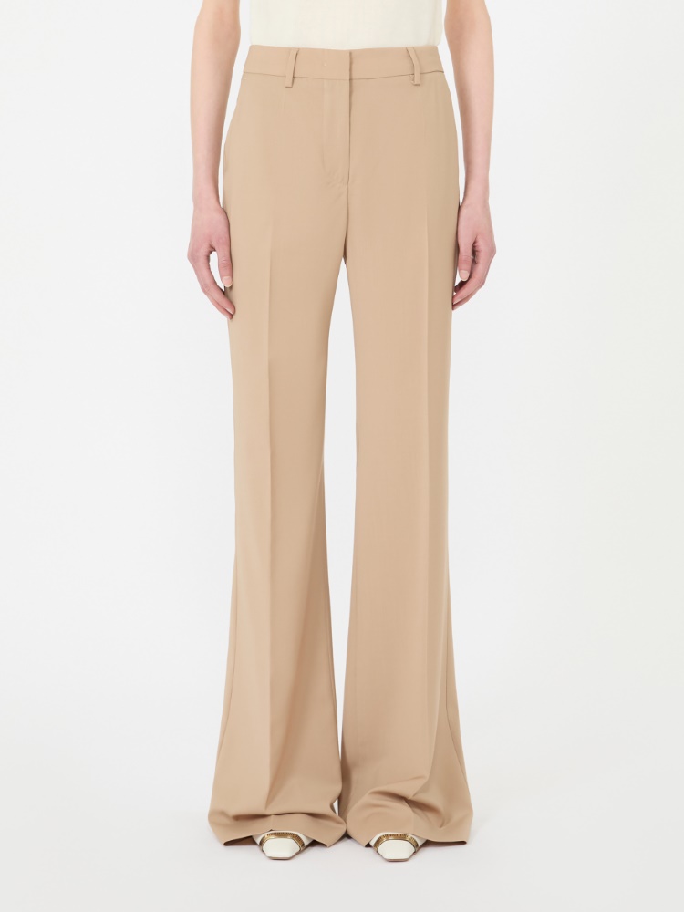 Natural stretch pure wool flared trousers - BEIGE SHADED - 2