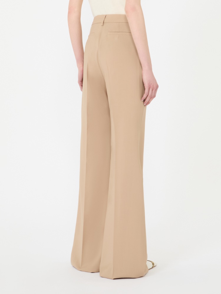 Natural stretch pure wool flared trousers - BEIGE SHADED - 3