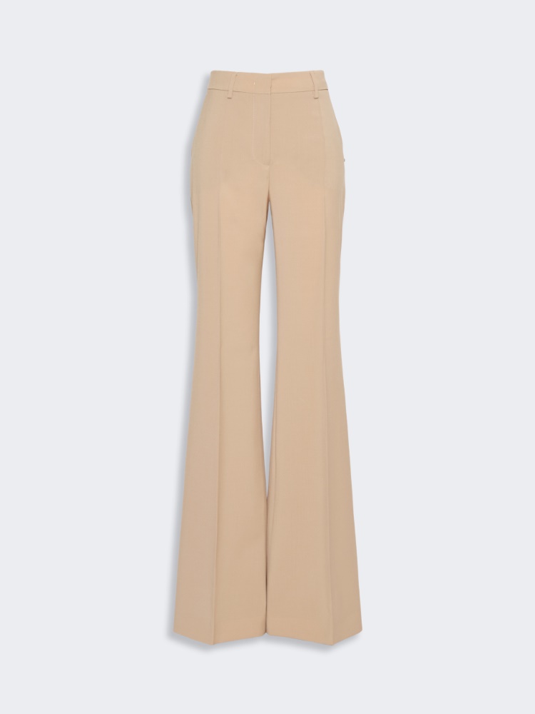 Natural stretch pure wool flared trousers - BEIGE SHADED - 4