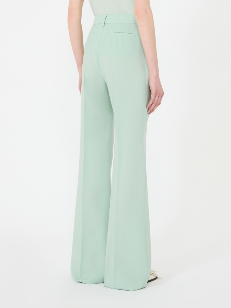 Natural stretch pure wool flared trousers - PASTEL GREEN - 3