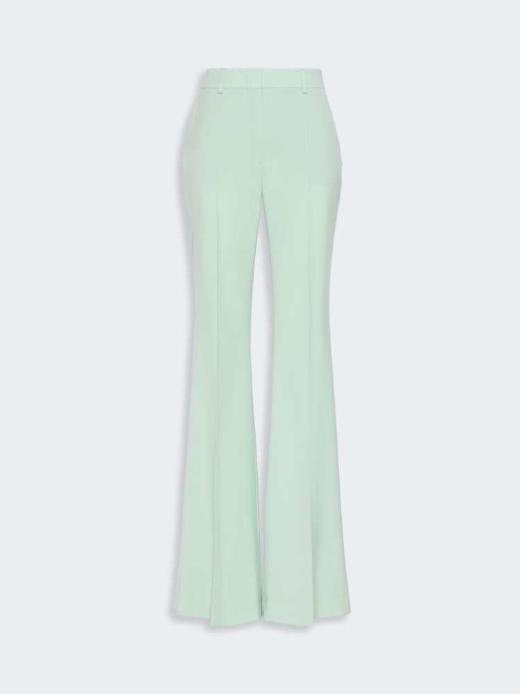 Natural stretch pure wool flared trousers - PASTEL GREEN - 4