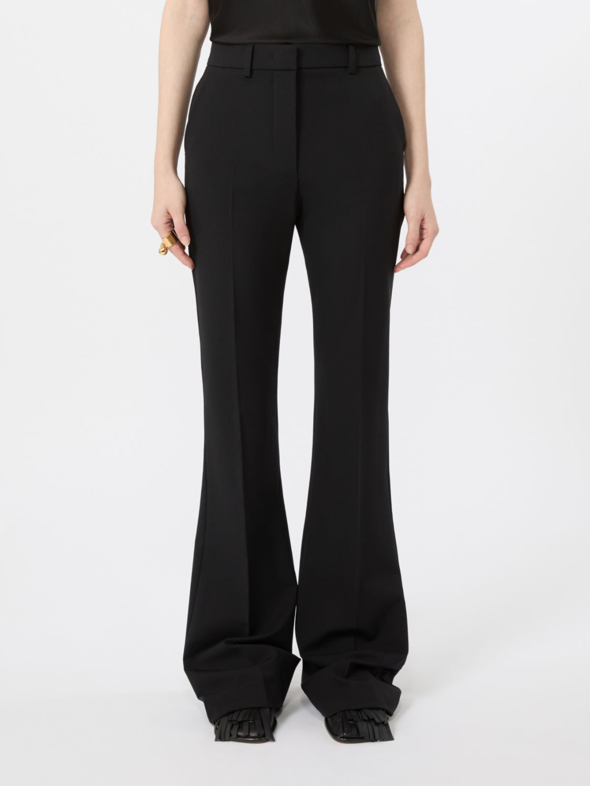 Flared stretch wool trousers - BLACK - Max Mara - 2