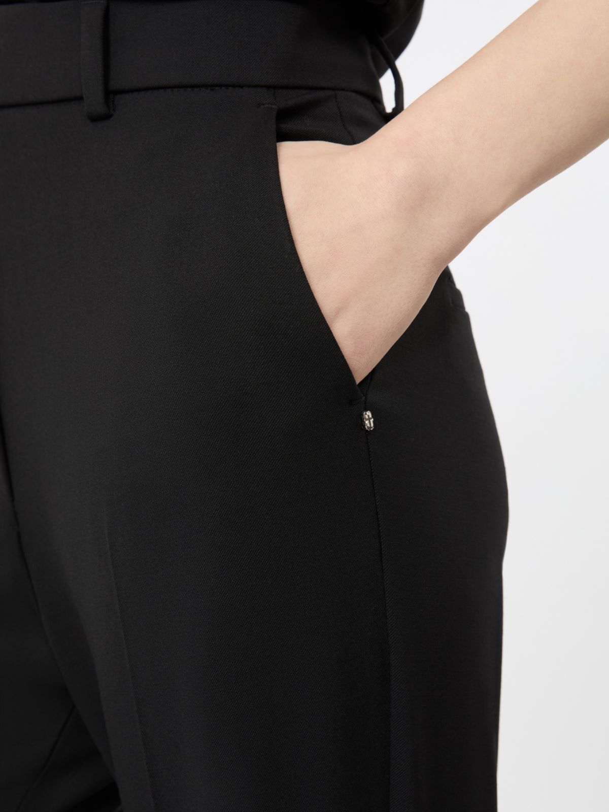 Flared stretch wool trousers - BLACK - Max Mara - 4