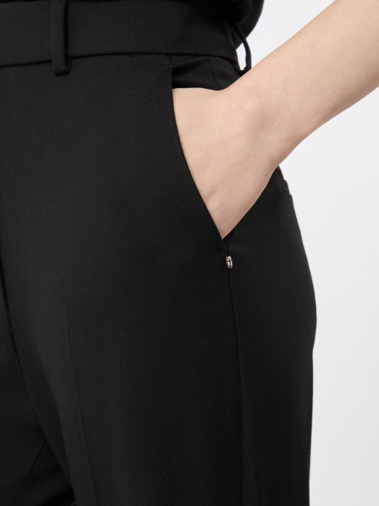Flared stretch wool trousers - BLACK - Max Mara - 4