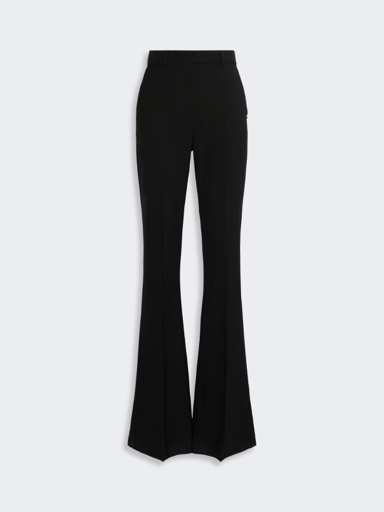 Flared stretch wool trousers - BLACK