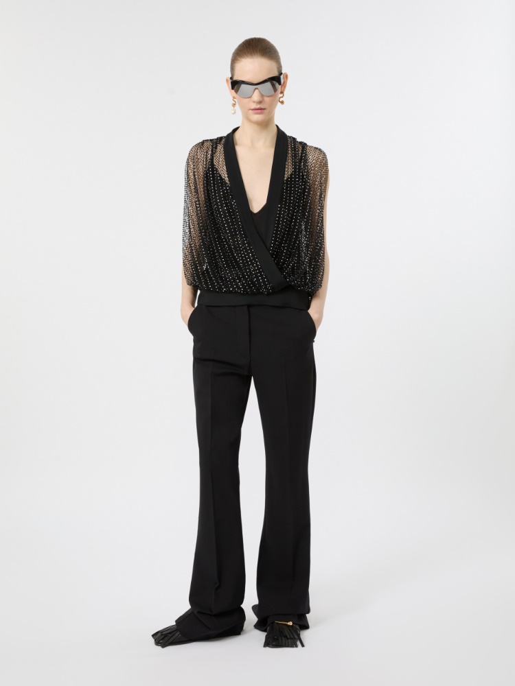 Flared stretch wool trousers - BLACK - Max Mara