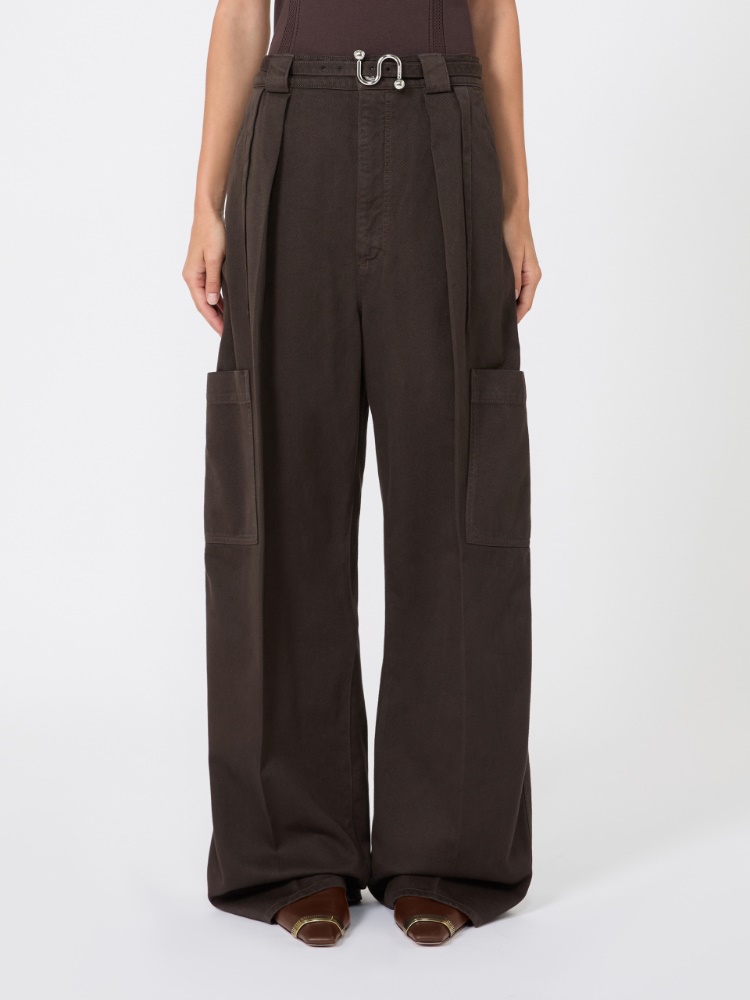 Oversized cotton cargo trousers - CHOCOLATE - Max Mara - 2