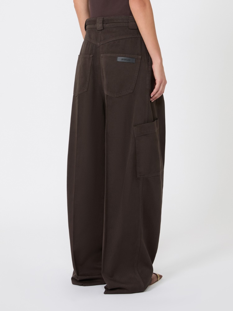 Oversized cotton cargo trousers - CHOCOLATE - Max Mara - 3