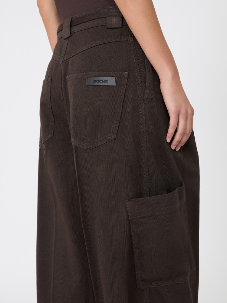 Oversized cotton cargo trousers - CHOCOLATE - Max Mara - 4