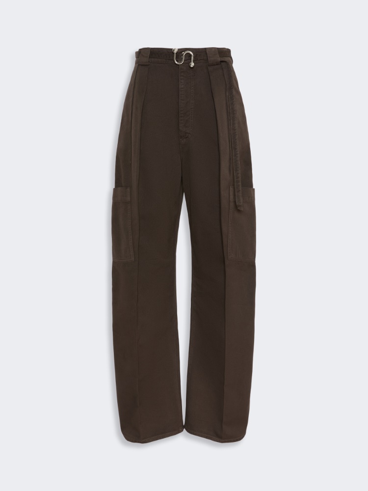 Oversized cotton cargo trousers - CHOCOLATE