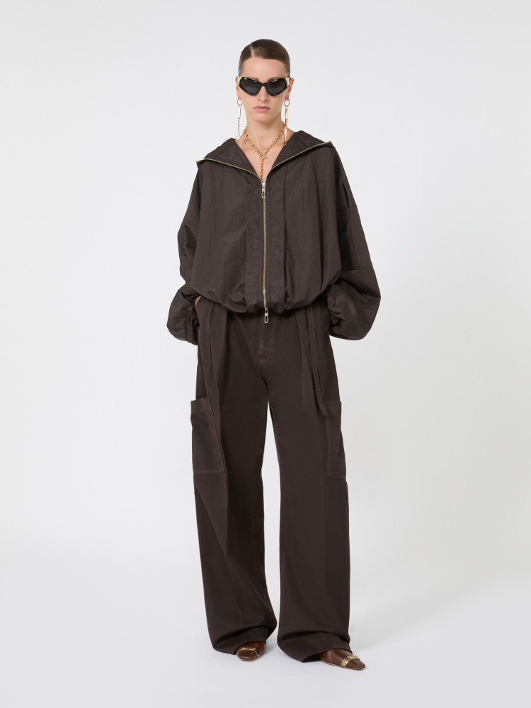 Oversized cotton cargo trousers - CHOCOLATE - Max Mara