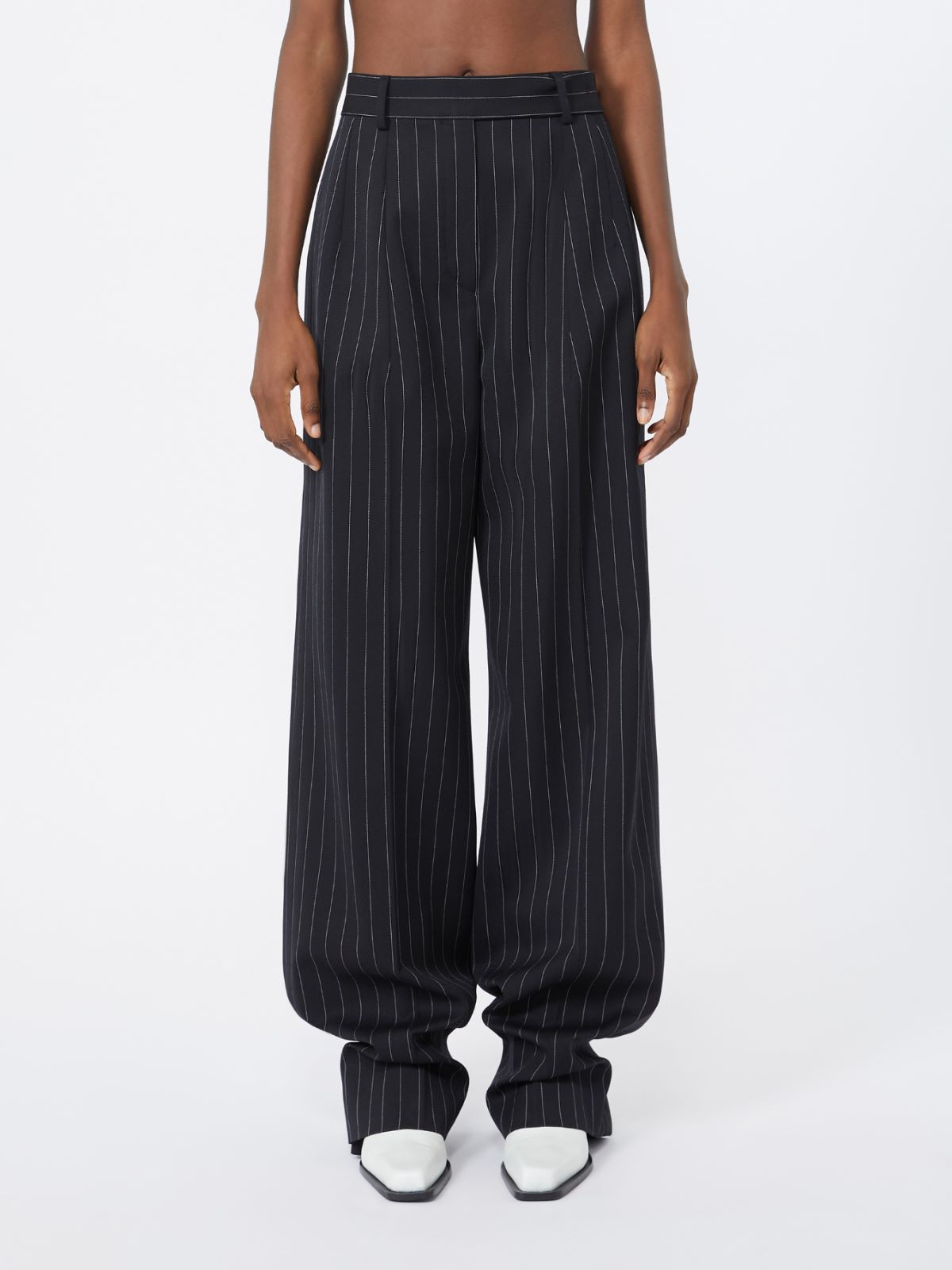 Pleated stretch wool trousers - BLACK - Max Mara - 2