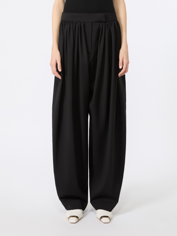 Natural stretch pure wool baggy trousers