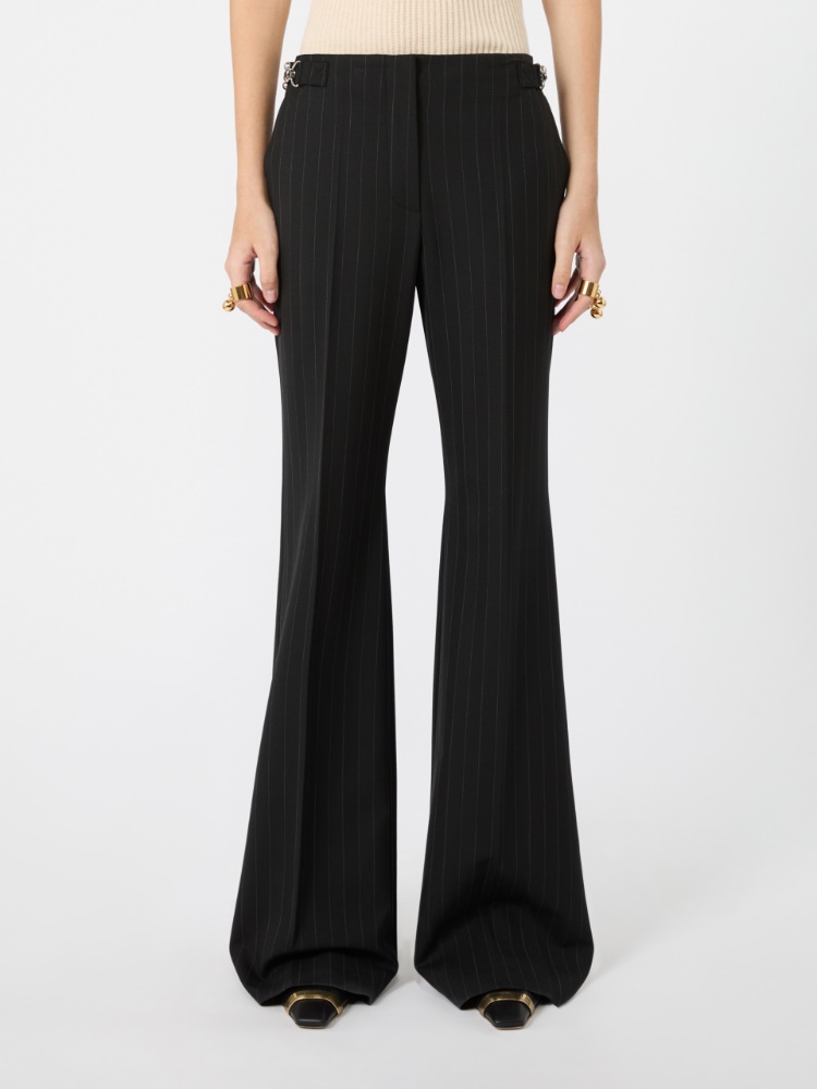 Flared herringbone wool trousers - BLACK - Max Mara - 2