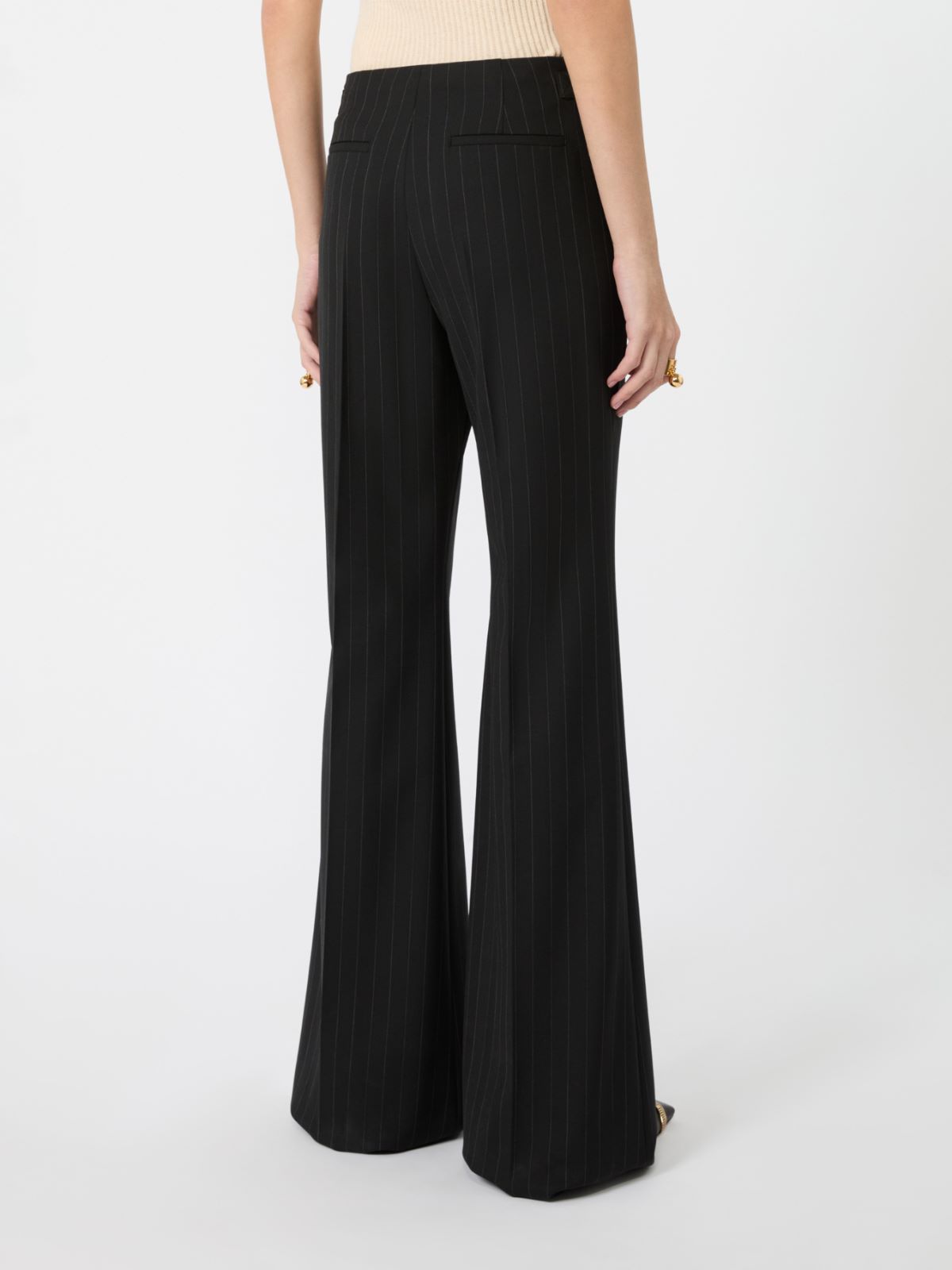 Flared herringbone wool trousers - BLACK - Max Mara - 3