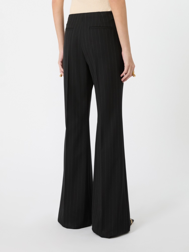 Flared herringbone wool trousers - BLACK - Max Mara - 3