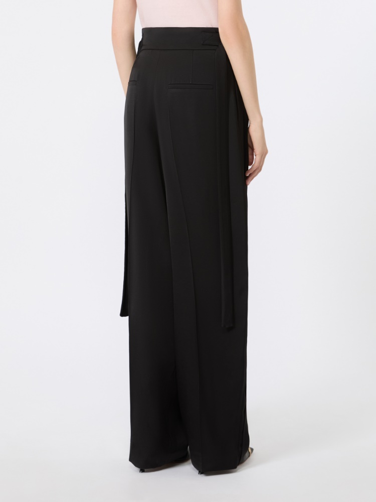 Viscose trousers with adjustable belt - BLACK - 3