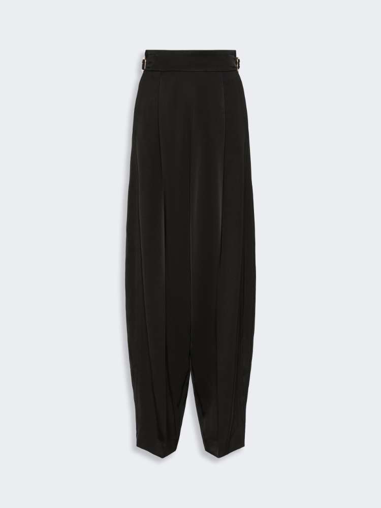 Viscose trousers with adjustable belt - BLACK