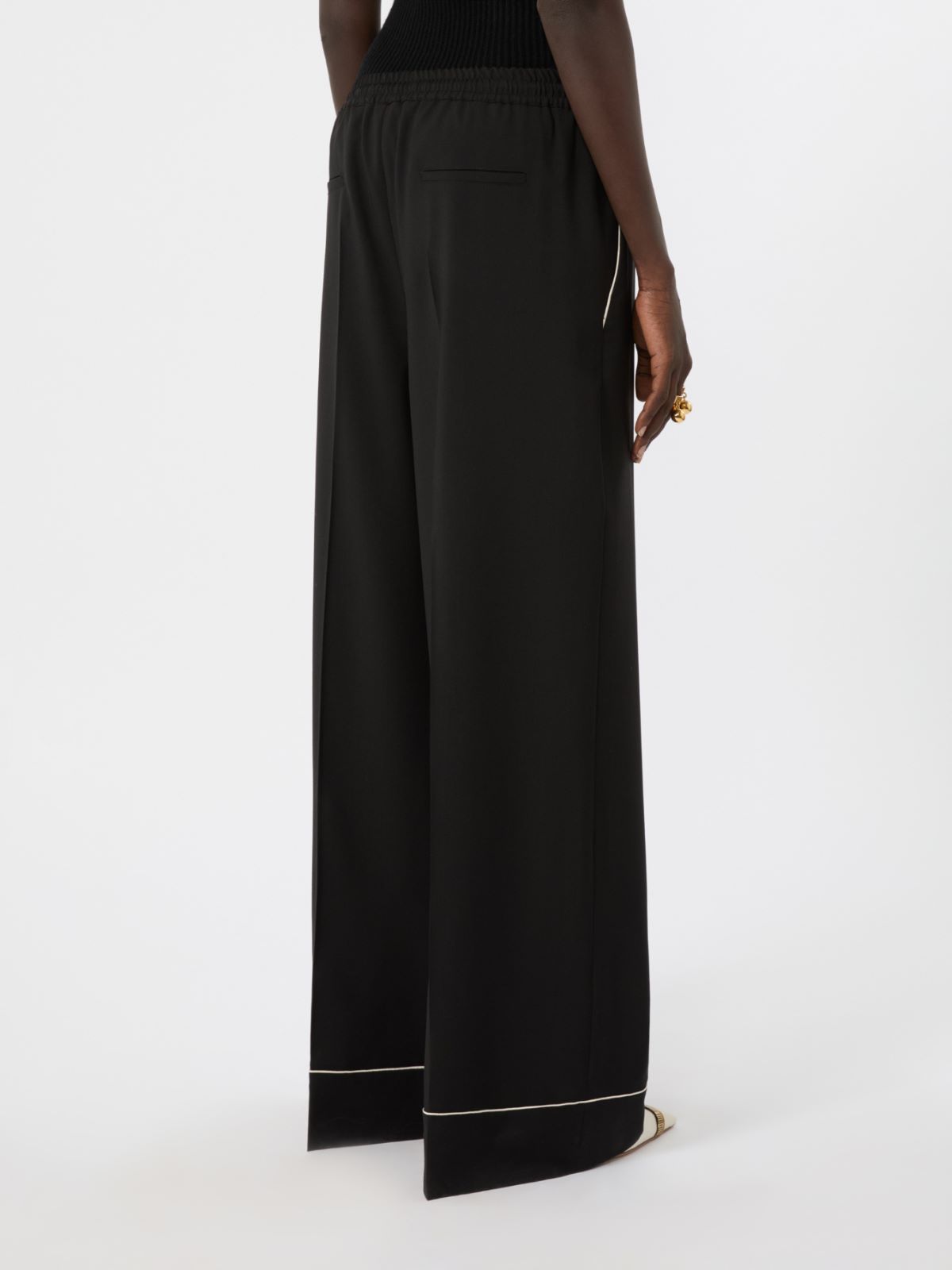Joggery z elastycznej wełny - CZARNY - Max Mara - 3
