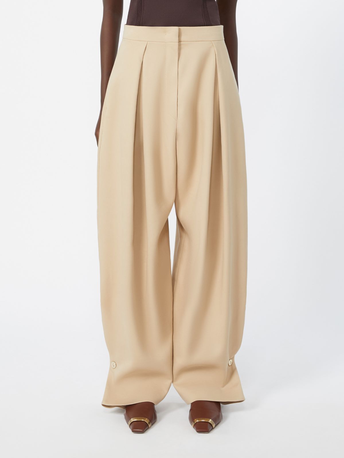 Baggy gabardine trousers - BEIGE - Max Mara - 2