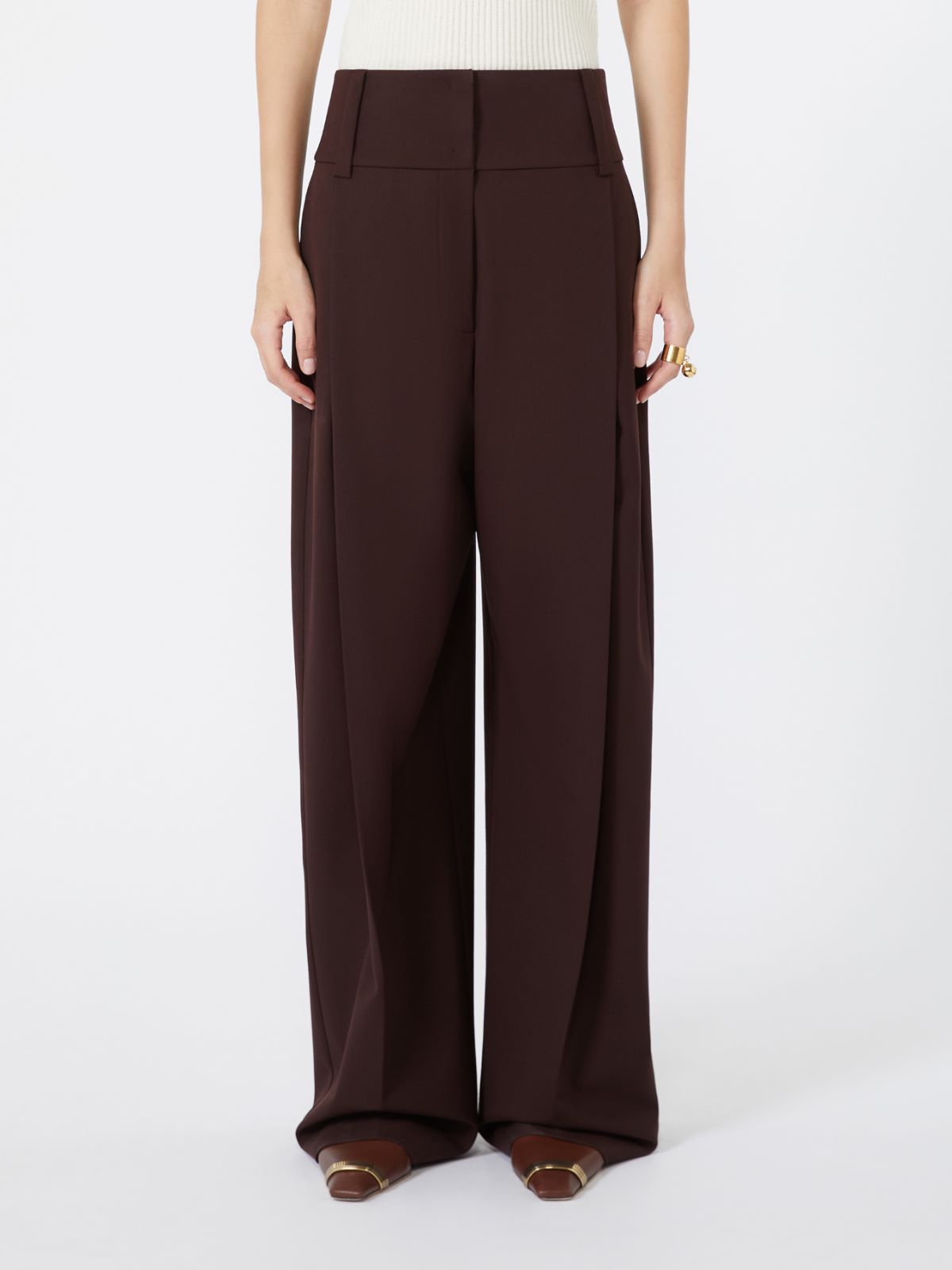 Stretch wool curved-leg trousers - PLUM - Max Mara - 2