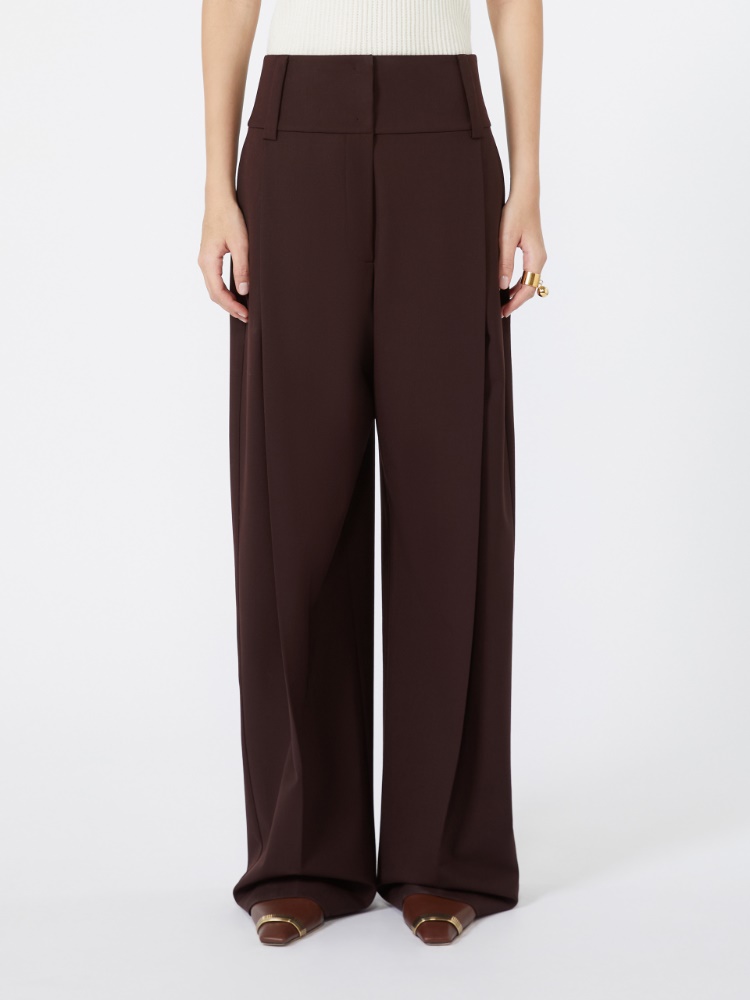 Stretch wool curved-leg trousers - PLUM - Max Mara - 2