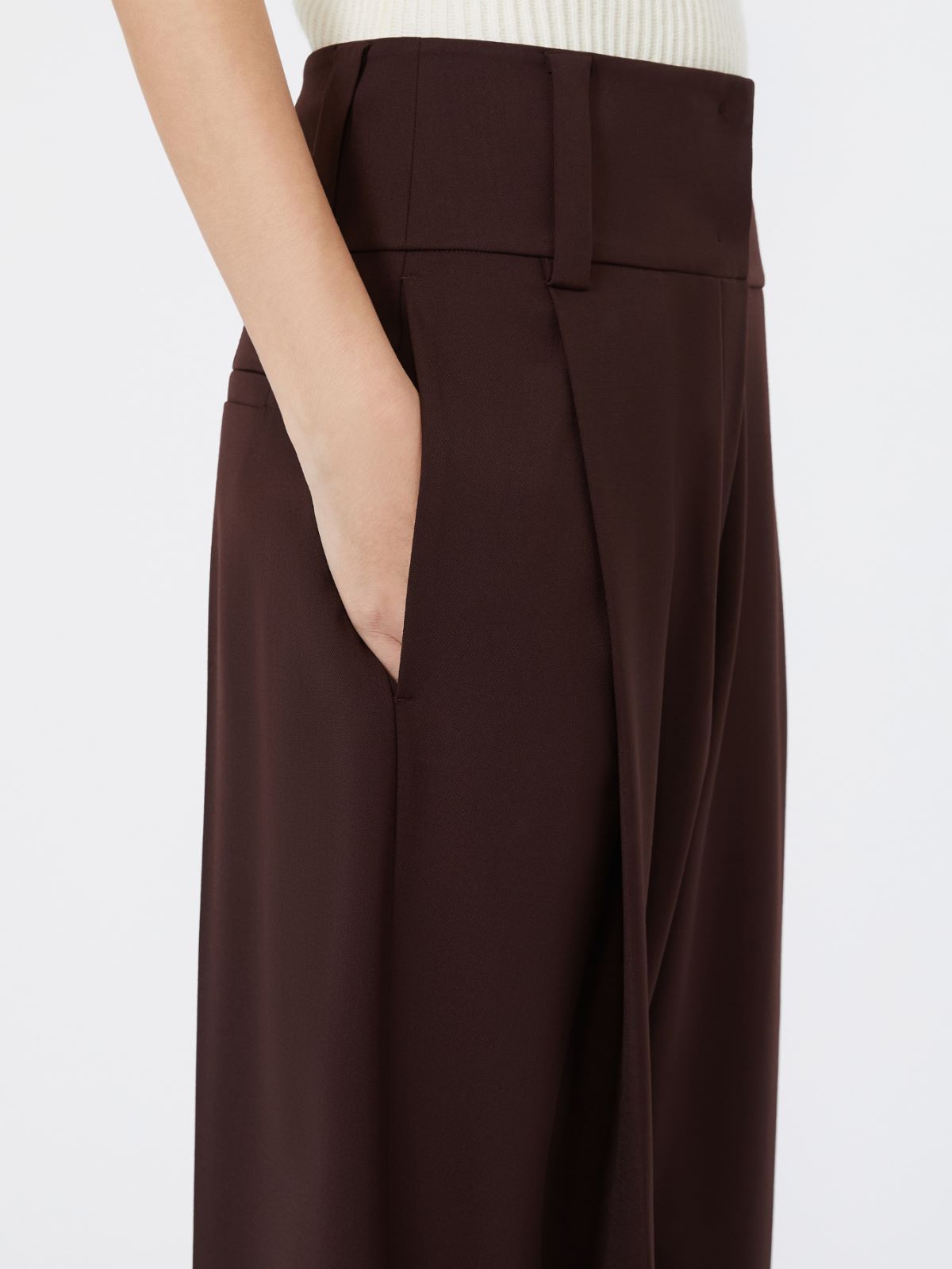 Stretch wool curved-leg trousers - PLUM - Max Mara - 4