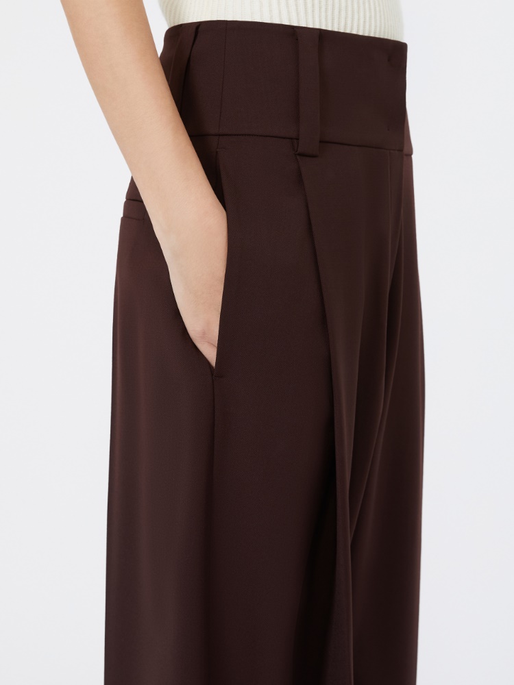 Stretch wool curved-leg trousers - PLUM - Max Mara - 4