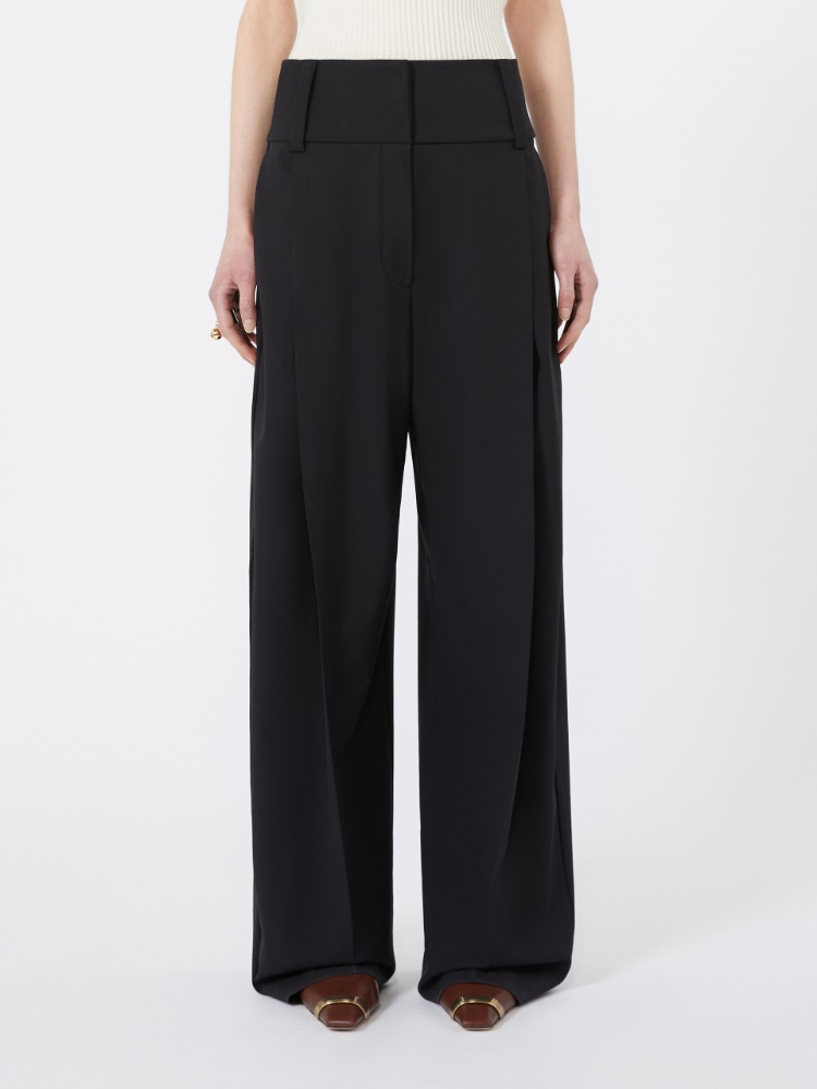 Stretch wool curved-leg trousers - BLACK - Max Mara - 2