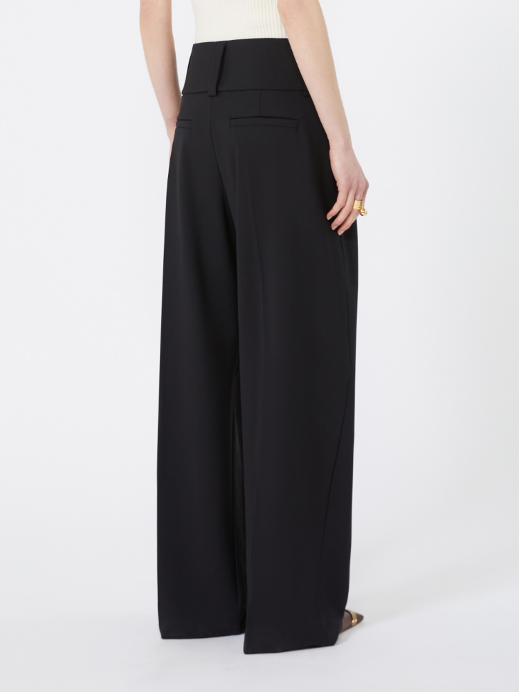 Stretch wool curved-leg trousers - BLACK - Max Mara - 3