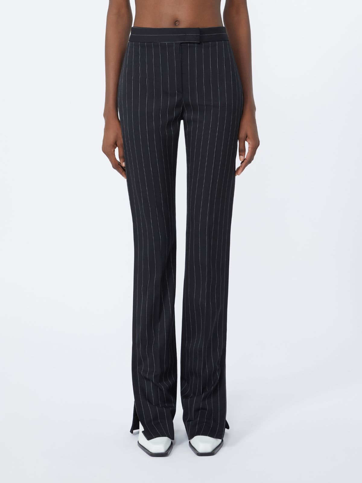 Stretch wool slim flared trousers - BLACK - Max Mara - 2