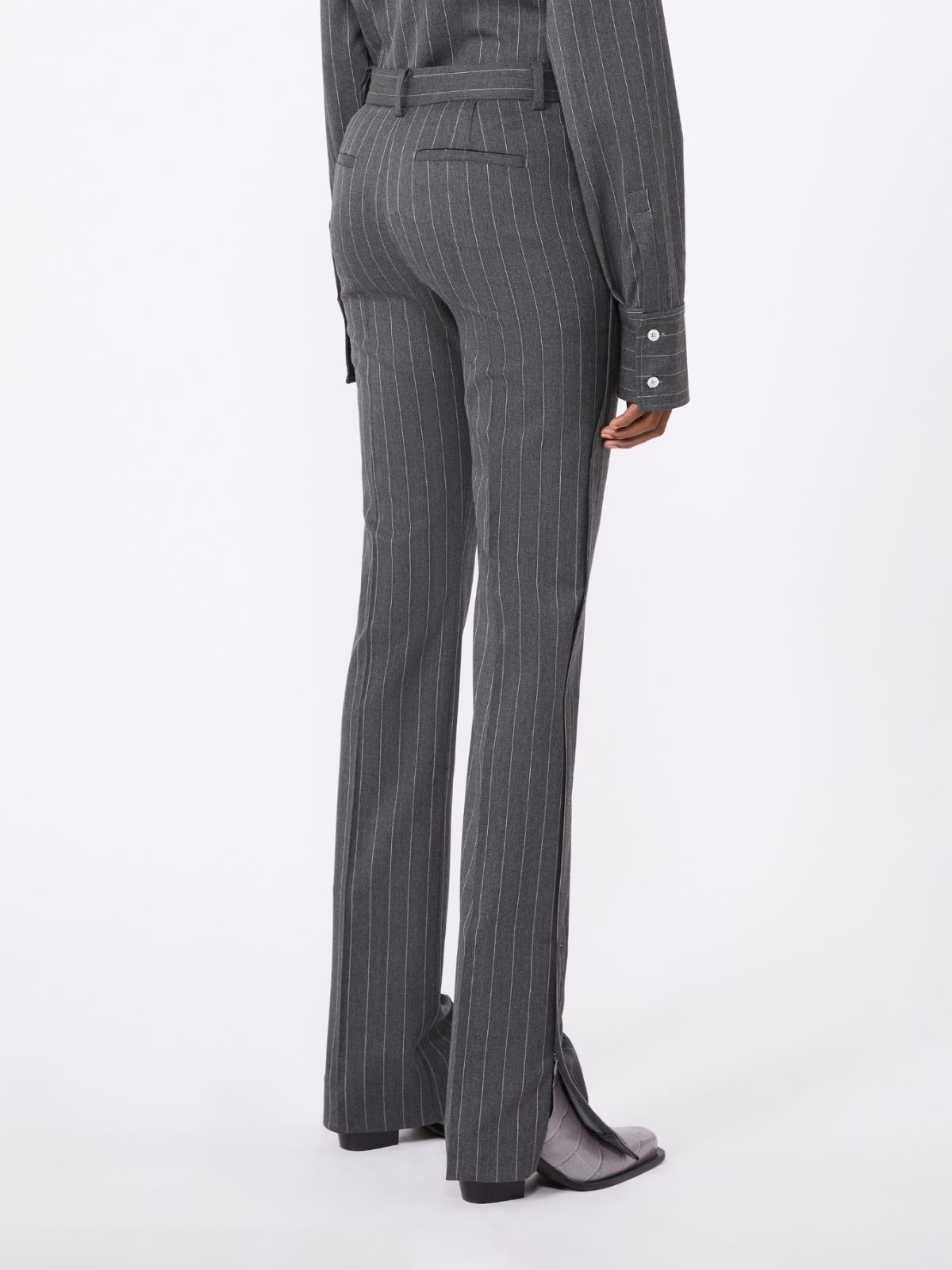 Stretch wool slim flared trousers - MEDIUM GREY - Max Mara - 3