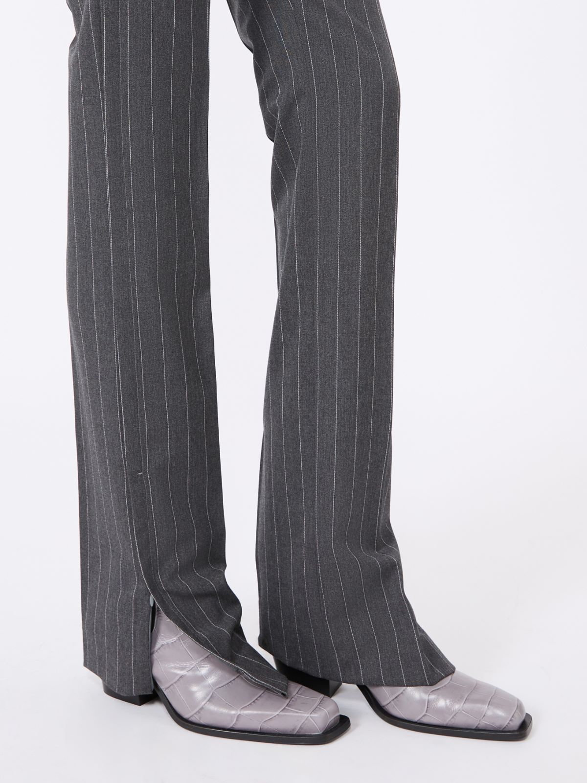 Stretch wool slim flared trousers - MEDIUM GREY - Max Mara - 4