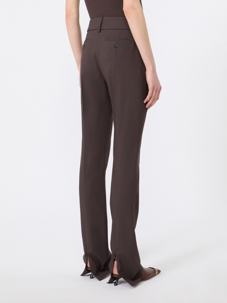 Slim-fit stretch viscose trousers - CHOCOLATE - 3