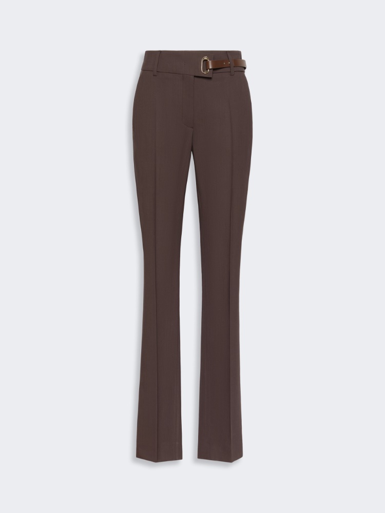 Slim-fit stretch viscose trousers - CHOCOLATE