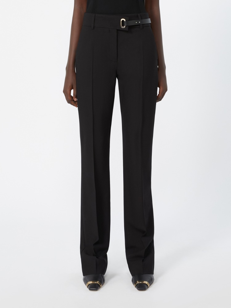 Slim-fit stretch viscose trousers - BLACK - 2