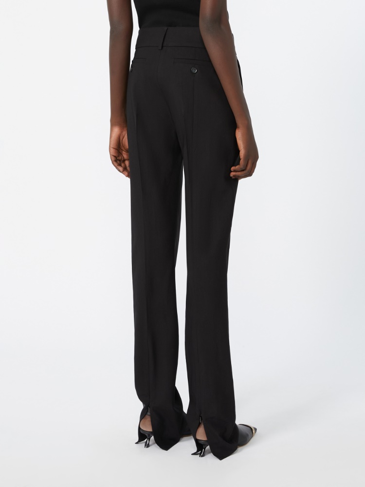 Slim-fit stretch viscose trousers - BLACK - 3
