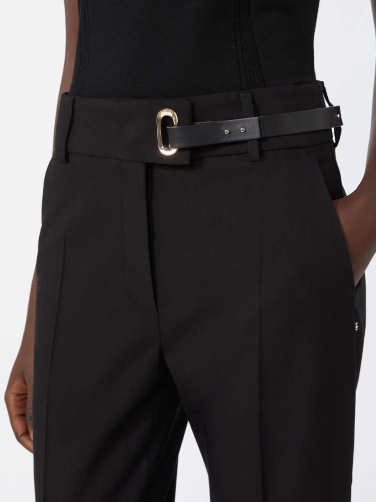 Slim-fit stretch viscose trousers - BLACK - 4