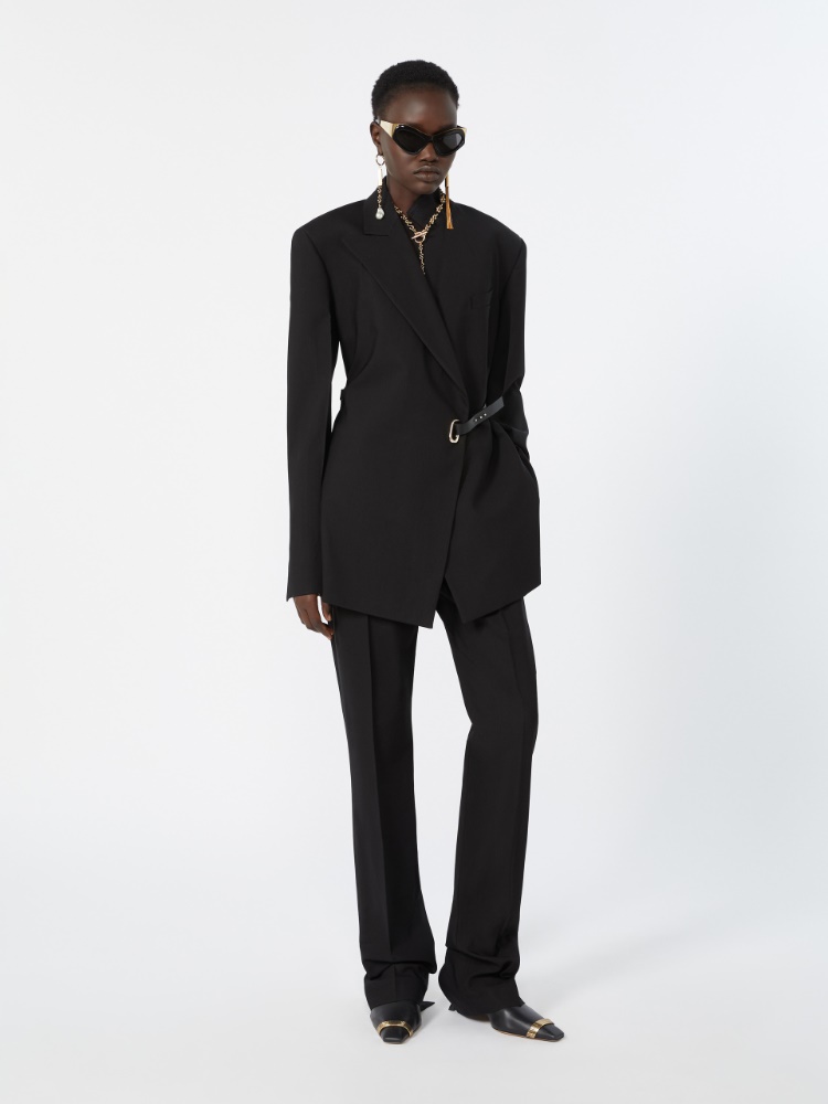 Slim-fit stretch viscose trousers + BLACK - Max Mara