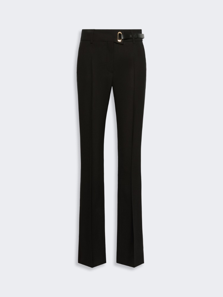 Slim-fit stretch viscose trousers - BLACK