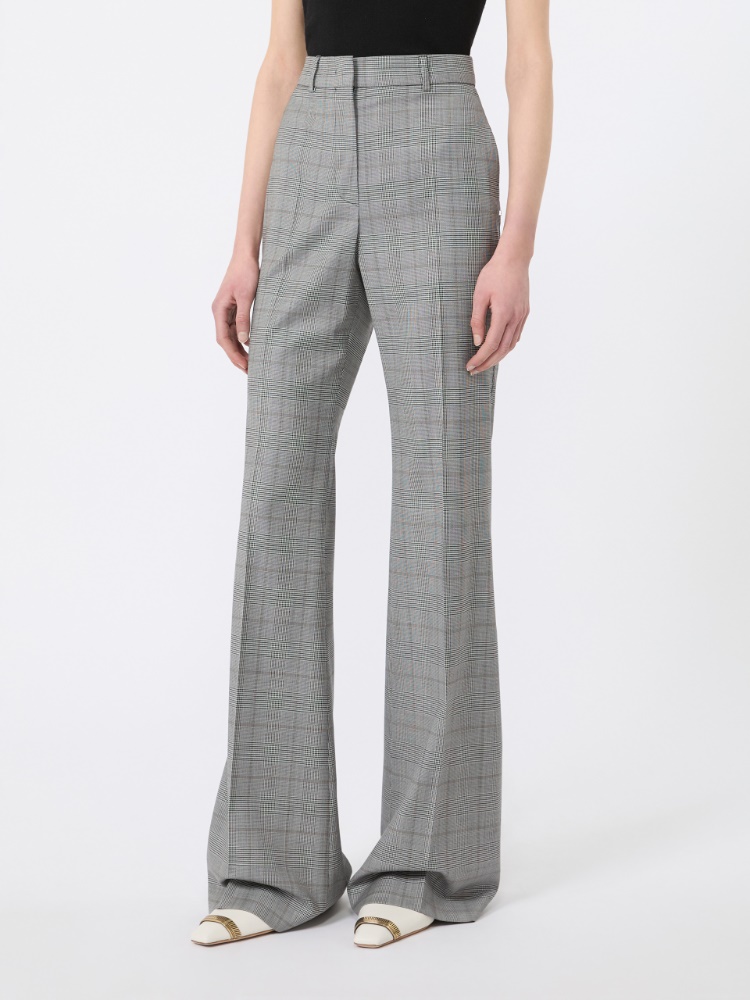 Flared Glen plaid wool trousers - WHITE BLACK - 2