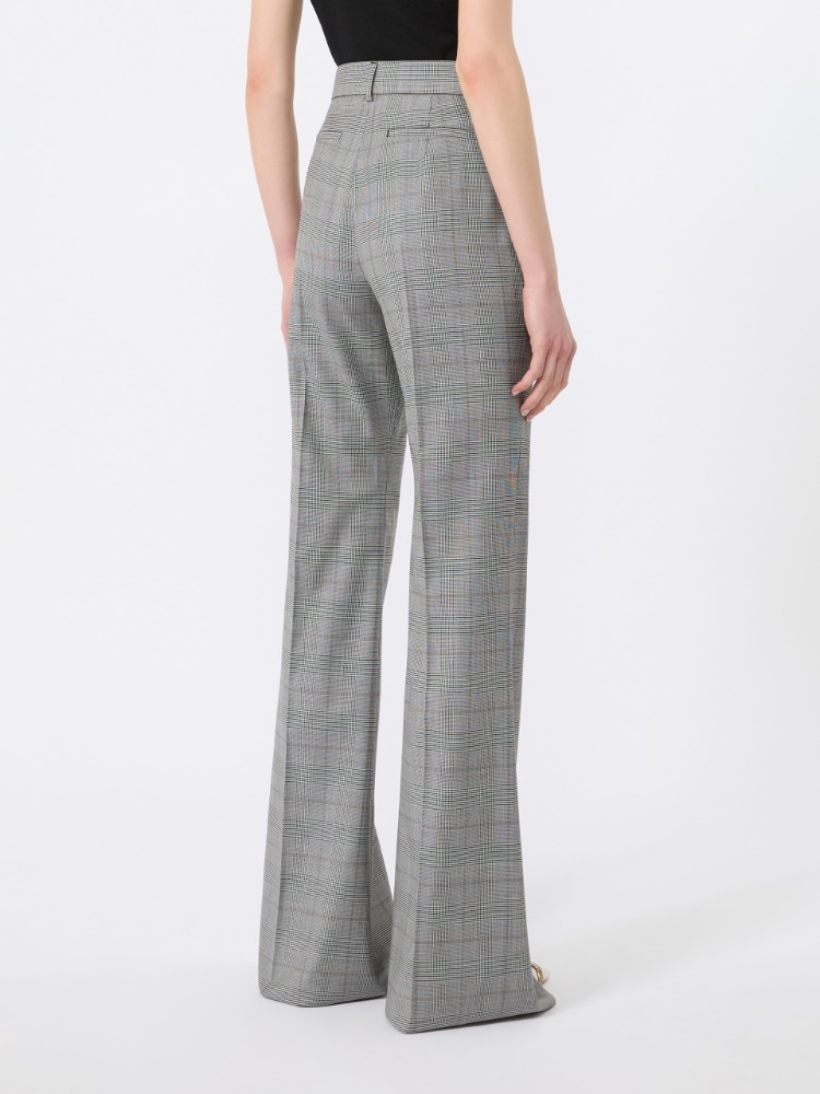 Flared Glen plaid wool trousers - WHITE BLACK - 3