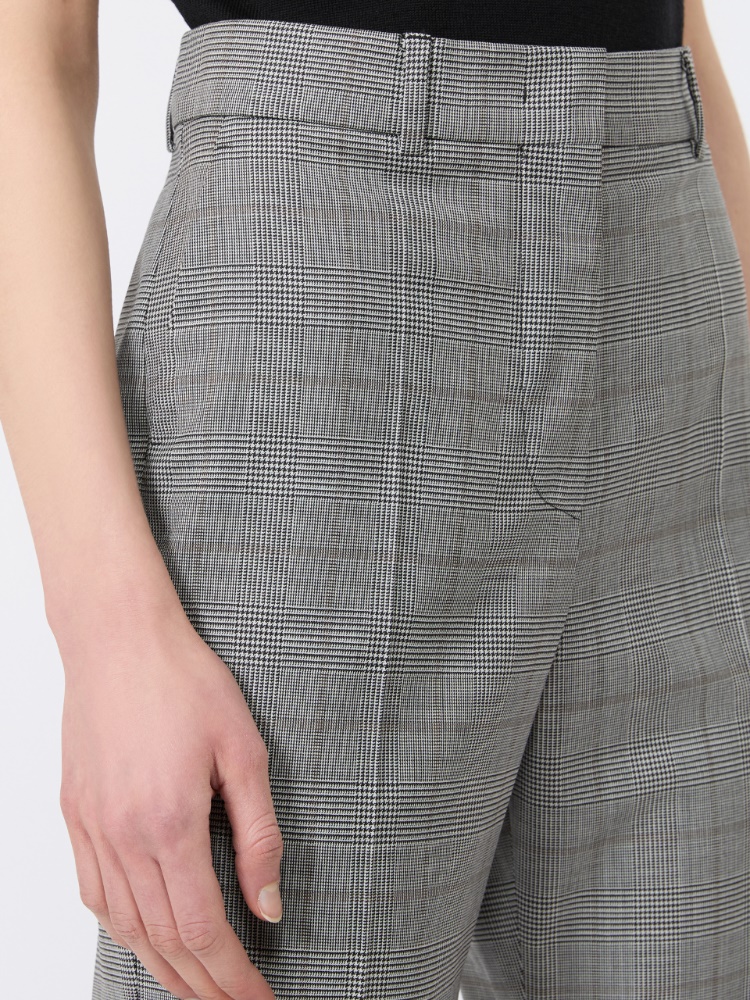 Flared Glen plaid wool trousers - WHITE BLACK - 4