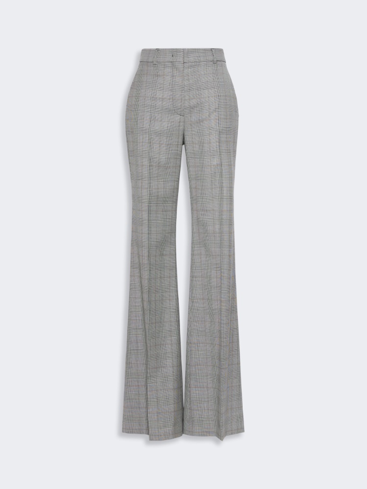 Flared Glen plaid wool trousers - WHITE BLACK - 5