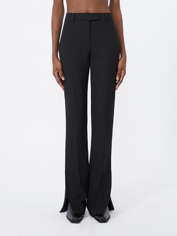 Pantalon slim évasé en double laine technique - NOIR - Max Mara - 2