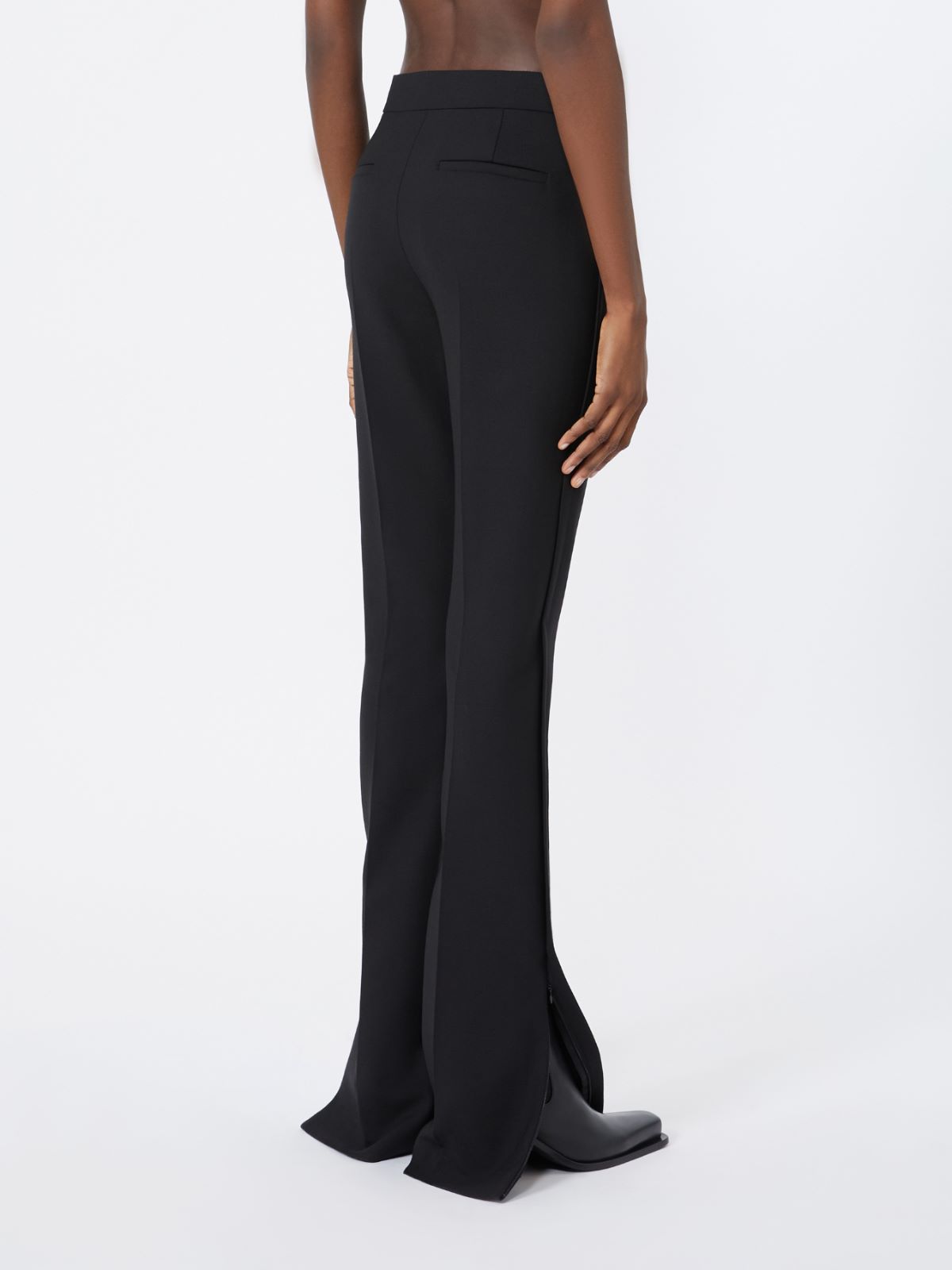 Pantalon slim évasé en double laine technique - NOIR - Max Mara - 3