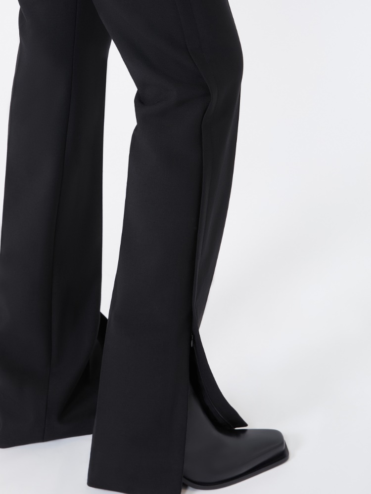 Pantalon slim évasé en double laine technique - NOIR - Max Mara - 4