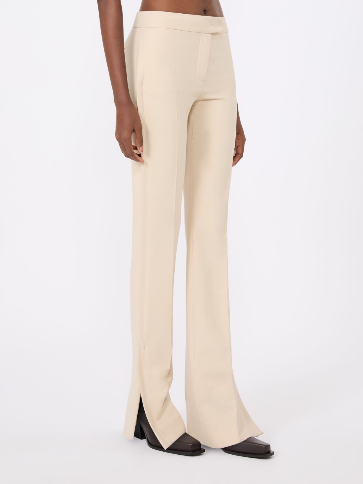 Double technical wool slim flared trousers - IVORY - Max Mara - 2