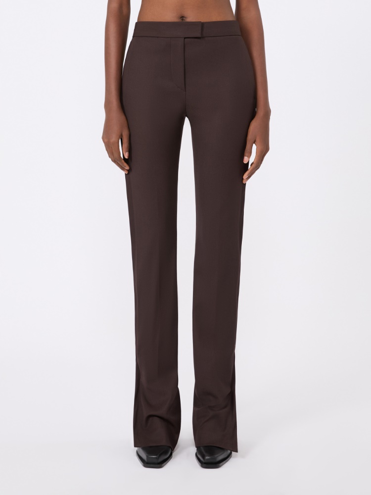 Gabardine low-rise slim flared trousers - COFFEE - Max Mara - 2