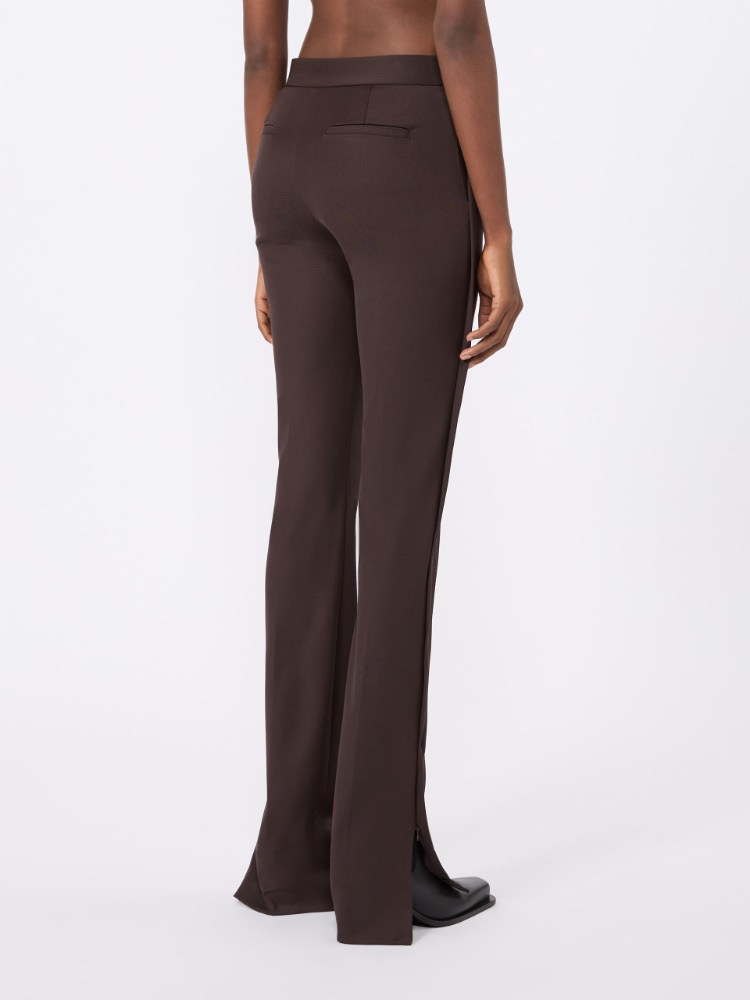 Gabardine low-rise slim flared trousers - COFFEE - Max Mara - 3